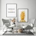 Miniatyrbild 2 av 3: TAVELPOSTERS I RAM 53x73cm Diptyk Set med 2 tavlor Gyllene Ananas P984