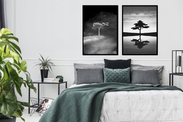 TAVELPOSTERS I RAM 53x73cm Diptyk Set med 2 målningar Lonely Tree P1719