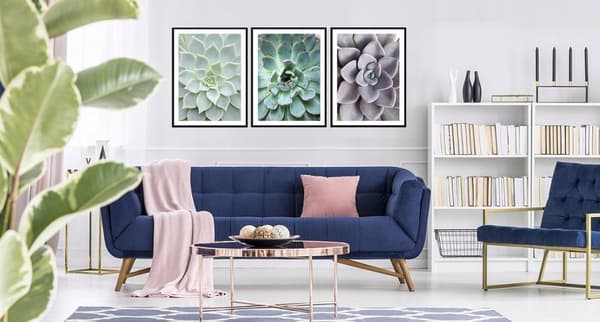KEHYSJULISTEITA 53x73cm Triptyykki 3 maalauksen setti Lehdet Kukat P2006