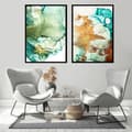 Miniatyrbild 3 av 3: TAVELPOSTERS I RAM 53x73cm Diptych Set med 2 tavlor Marmorfärg P1916