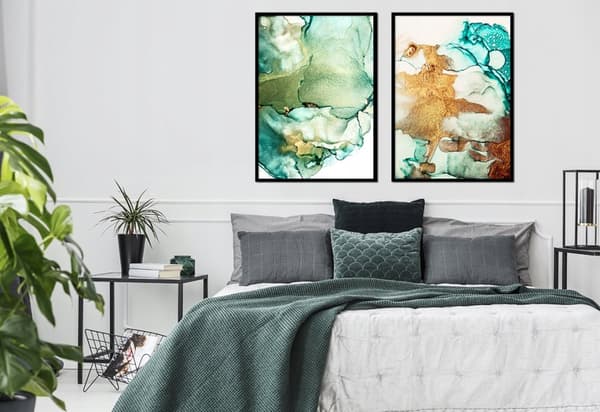 TAVELPOSTERS I RAM 53x73cm Diptych Set med 2 tavlor Marmorfärg P1916