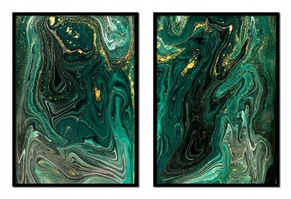 BILLEDPOSTERE I RAMME 53x73cm Diptych Sæt med 2 billeder Grøn Marmor P2028