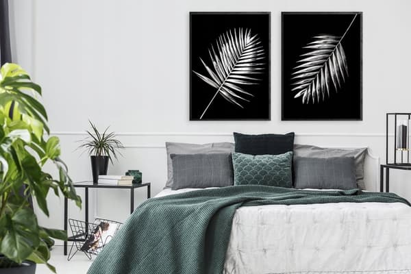 BILLEDPOKATER I RAMME 33x43cm Diptych Sæt med 2 billeder Minimalisme Blade P977