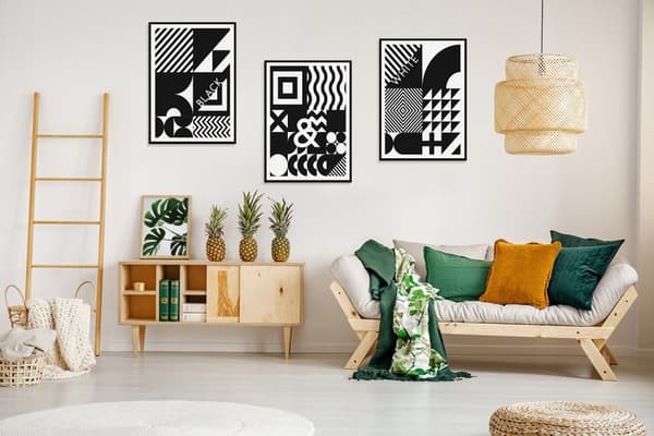 BILLEDPOSTERE I RAMME 53x73cm Triptykon Sæt med 3 billeder sort/hvid P917