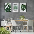 Miniatyrbild 3 av 3: TABLAD, POSTER I RAM 53x73cm Triptyk Set med 3 målningar LÖV SVARTVITT P547