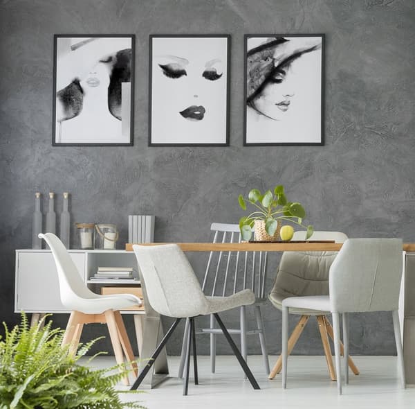 TAVELPOSTERS I RAM 53x73cm Triptyk Set med 3 målningar Kvinnors ANSIKTEN P548