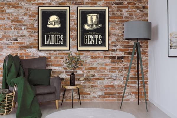 TAVELPOSTERS I RAM 53x73cm Diptyk Set med 2 tavlor Retrohattar P850