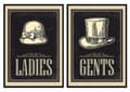 Miniatyrbild 1 av 3: TAVELPOSTERS I RAM 53x73cm Diptyk Set med 2 tavlor Retrohattar P850