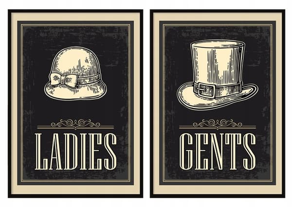 TAVELPOSTERS I RAM 53x73cm Diptyk Set med 2 tavlor Retrohattar P850