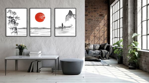 KEHYSJULISTEITA 53x73cm Triptyykki 3 kuvan setti Setti JAPAN P724