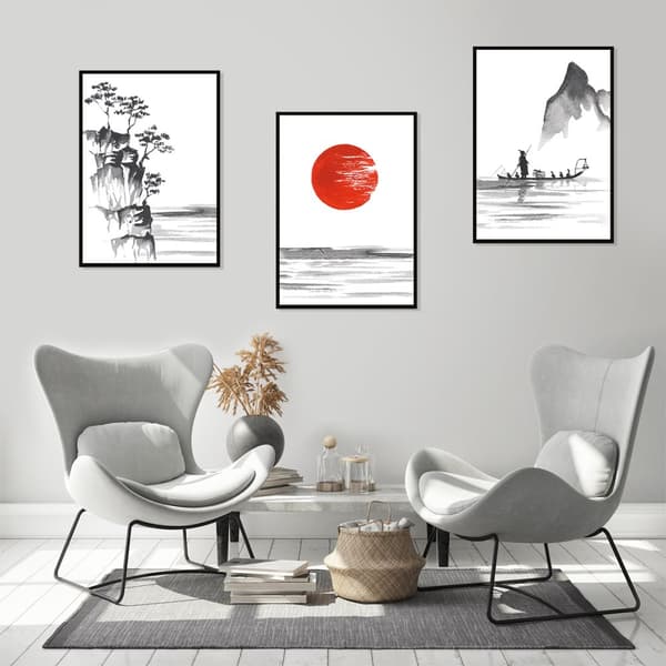 KEHYSJULISTEITA 53x73cm Triptyykki 3 kuvan setti Setti JAPAN P724