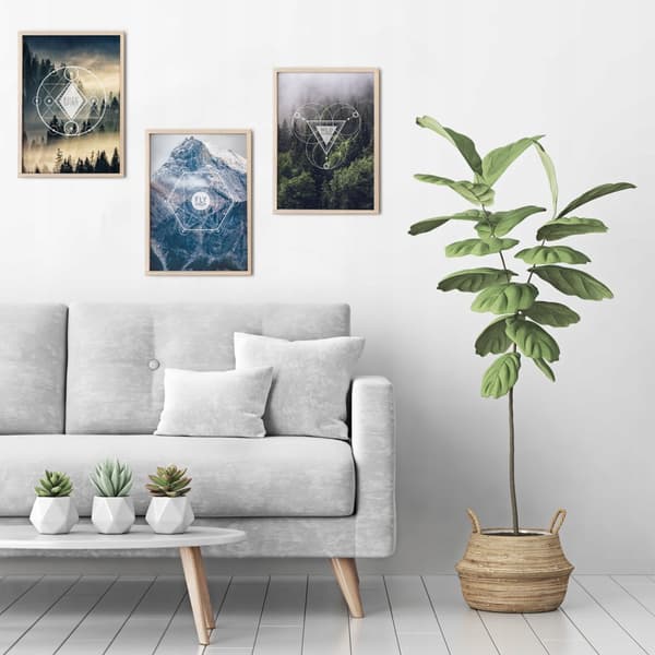 MAALAUKSIA KEHYTYKSISSÄ 53x73cm Triptyykki 3 maalauksen setti VUORET METSÄ maisemia P754