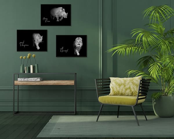 KEHYSJULISTEITA KEHYISSÄ 53x73cm Triptyykki 3 kuvan setti ELÄIMET VILISIKA P751