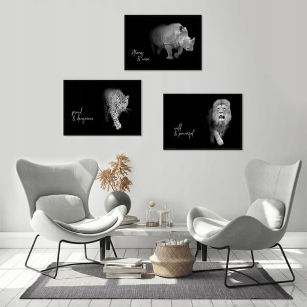 KEHYSJULISTEITA KEHYISSÄ 53x73cm Triptyykki 3 kuvan setti ELÄIMET VILISIKA P751