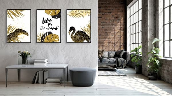 TAVELPOSTERS I RAM 53x73cm Triptyk Set med 3 bilder LEV NÖJETIDEN live P576