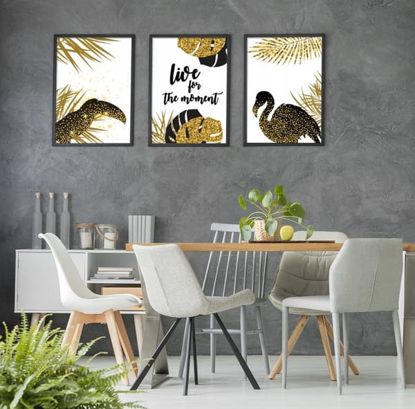 TAVELPOSTERS I RAM 53x73cm Triptyk Set med 3 bilder LEV NÖJETIDEN live P576