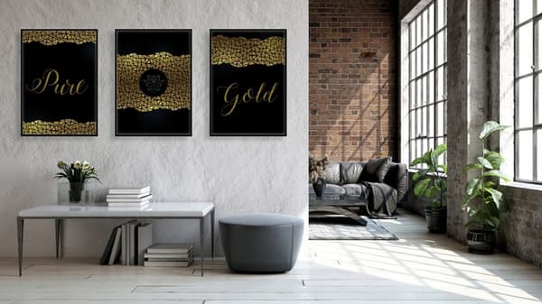 KEHYSJULISTEITA KEHYISSÄ 53x73cm Triptyykki 3 kuvan setti KULTA P575