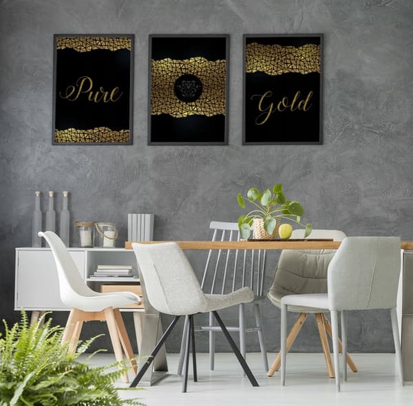 KEHYSJULISTEITA KEHYISSÄ 53x73cm Triptyykki 3 kuvan setti KULTA P575
