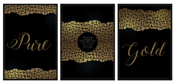 KEHYSJULISTEITA KEHYISSÄ 53x73cm Triptyykki 3 kuvan setti KULTA P575