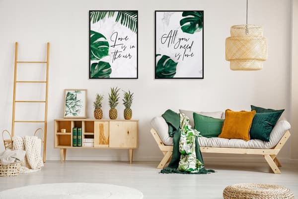 INDRAMMEDE BILLEDER 53x73cm Diptych Sæt med 2 billeder Valentinsdag Kærlighed P708