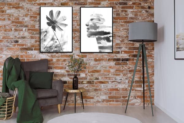 MAALAUKSIA JA JULISTEITA KEHYISSÄ 53x73cm Diptyykki 2 maalauksen setti Aistikasvot P712