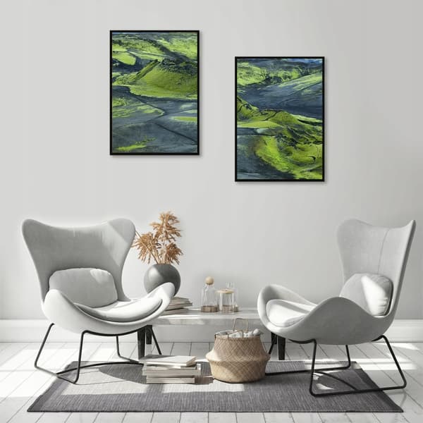 KEHYSJULISTEITA 53x73cm Diptyykki 2 kuvan setti Vuoret Islanti P757