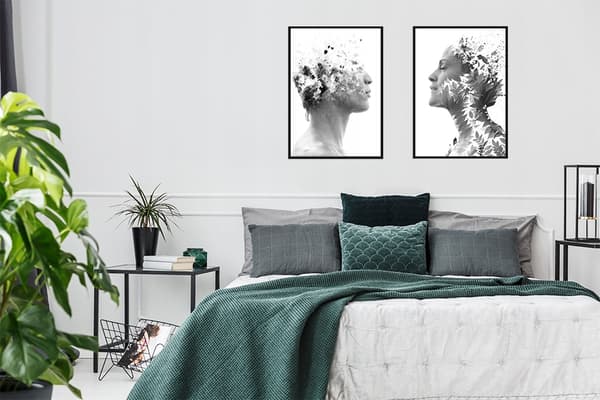 TAVELPOSTERS I RAM 53x73cm Diptyk Set med 2 tavlor Ansikten Han Hon P758