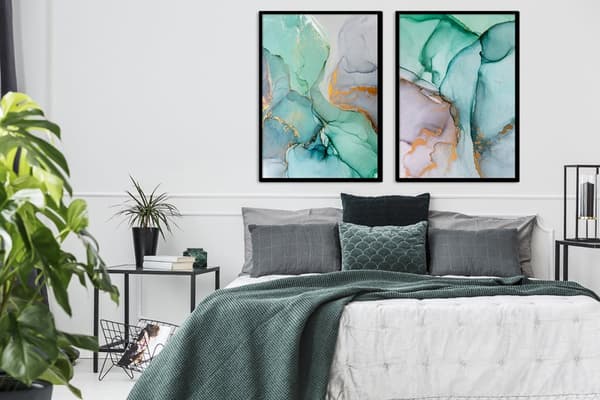 BILLEDPOSTERE I RAMME 53x73cm Diptych Sæt med 2 billeder Farvet marmor P2026