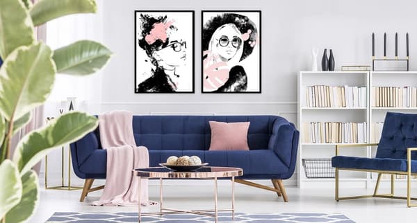 BILLEDPOSTERE I RAMME 53x73cm Diptych Sæt med 2 billeder Kvinders ansigter P2062
