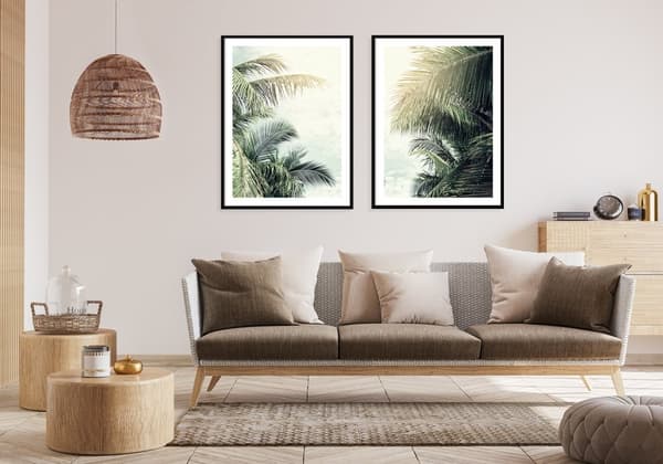 KEHYSJULISTEITA 53x73cm Diptyykki 2 maalauksen setti Palmunlehdet P2065