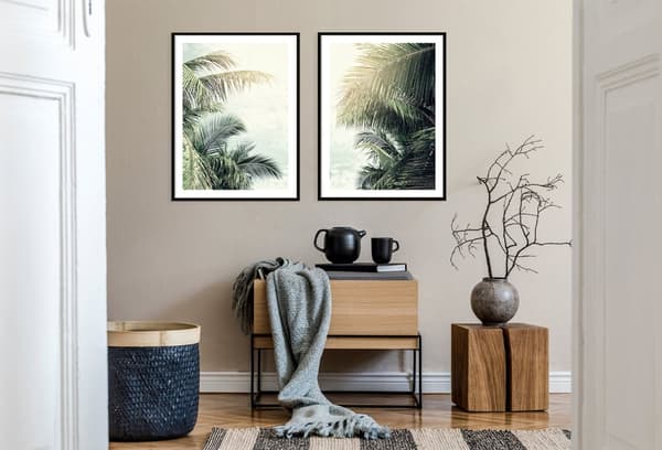 KEHYSJULISTEITA 53x73cm Diptyykki 2 maalauksen setti Palmunlehdet P2065