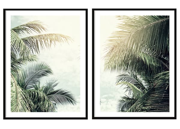 KEHYSJULISTEITA 53x73cm Diptyykki 2 maalauksen setti Palmunlehdet P2065