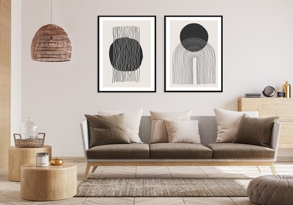 KEHYSJULISTEITA KEHYISSÄ 53x73cm Diptyykki 2 kuvan setti Abstrakti boheemi P2067