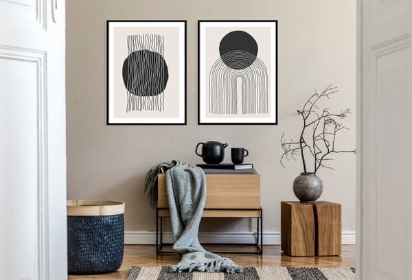 KEHYSJULISTEITA KEHYISSÄ 53x73cm Diptyykki 2 kuvan setti Abstrakti boheemi P2067