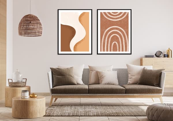 TAVELPOSTERS I RAM 53x73cm Diptych Set med 2 tavlor Beige Boho P2069