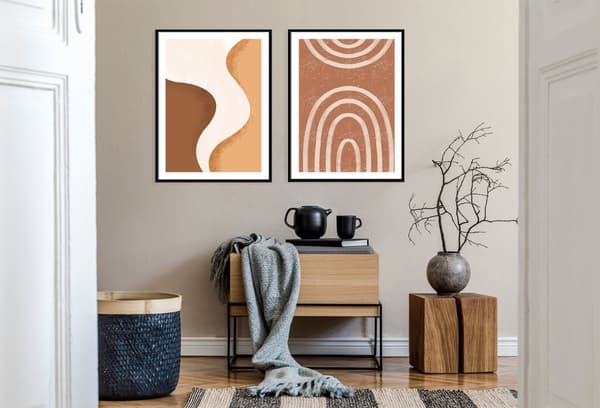 TAVELPOSTERS I RAM 53x73cm Diptych Set med 2 tavlor Beige Boho P2069