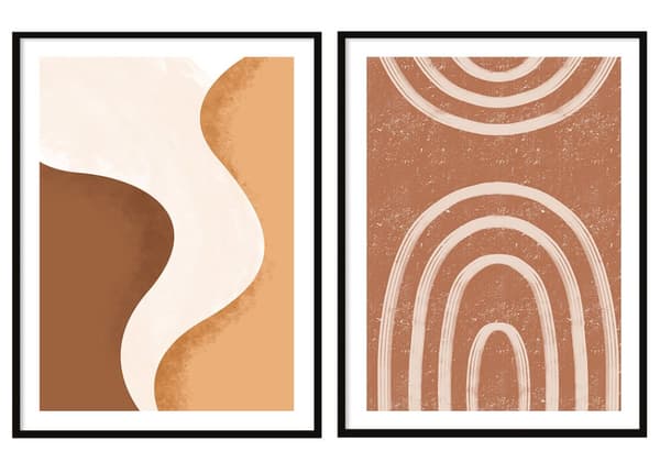 TAVELPOSTERS I RAM 53x73cm Diptych Set med 2 tavlor Beige Boho P2069