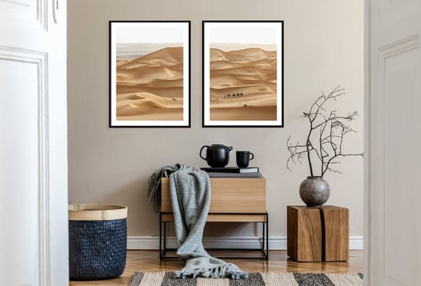 KEHYSJULISTEITA 53x73cm Diptyykki 2 maalauksen setti Saharan autiomaa P2072