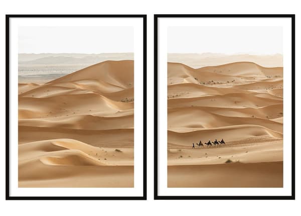 KEHYSJULISTEITA 53x73cm Diptyykki 2 maalauksen setti Saharan autiomaa P2072