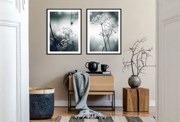 TAVELPOSTERS I RAM 53x73cm Diptyk Set med 2 tavlor Maskrosor Boho P2073