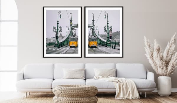 BILLEDPOSTERE I RAMME 53x73cm Diptych Sæt med 2 malerier Sporvognsbro P2083