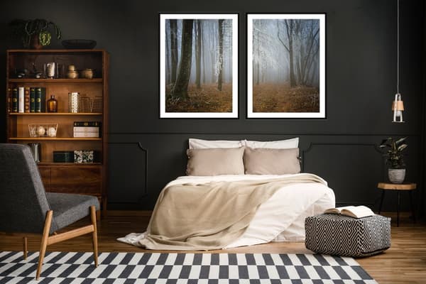 KEHYSJULISTEITA 53x73cm Diptyykki 2 maalauksen setti Syysmetsä P2093