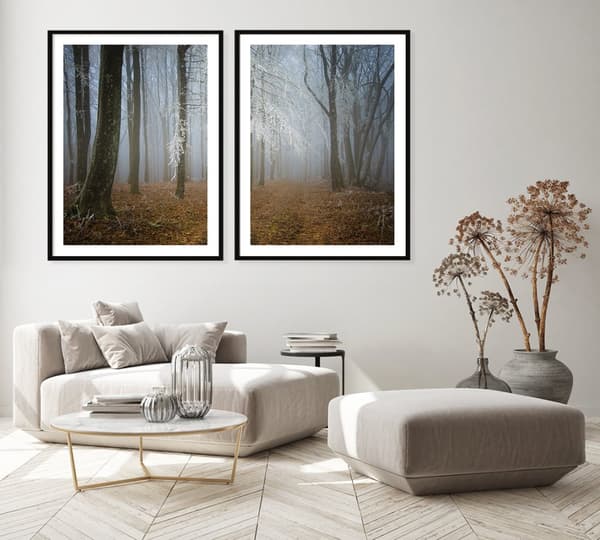 KEHYSJULISTEITA 53x73cm Diptyykki 2 maalauksen setti Syysmetsä P2093