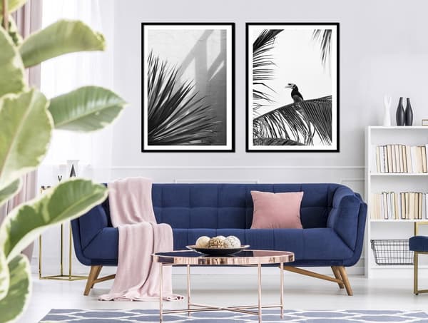TAVELPOSTERS I RAM 53x73cm Diptyk Set med 2 tavlor Tropiki Grå P2136