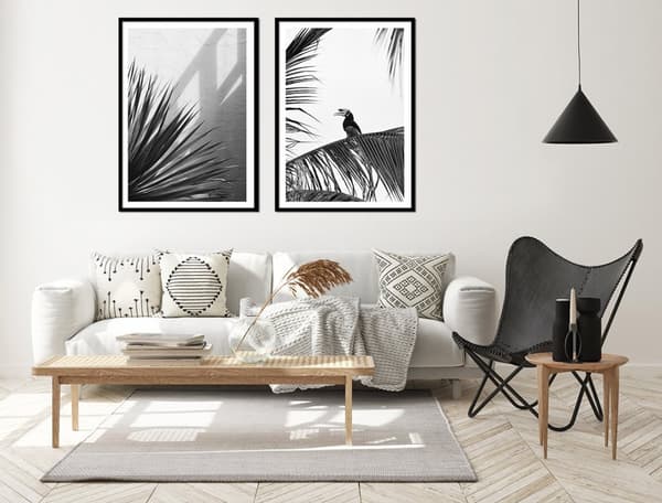TAVELPOSTERS I RAM 53x73cm Diptyk Set med 2 tavlor Tropiki Grå P2136