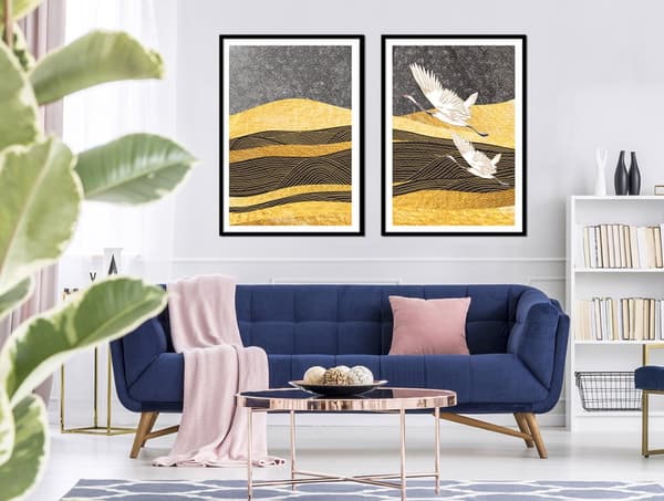 KEHYSJULISTEET 53x73cm Diptyykki 2 maalauksen setti Haikarat Linnut P2139