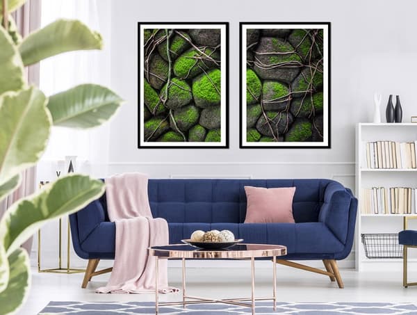 BILLEDPOSTERE I RAMME 53x73cm Diptych Sæt med 2 billeder Sten Mos P2143
