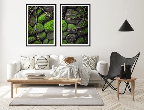 BILLEDPOSTERE I RAMME 53x73cm Diptych Sæt med 2 billeder Sten Mos P2143
