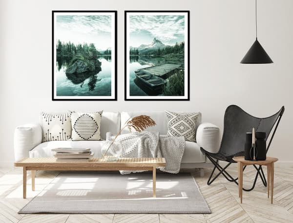 KEHYSJULISTEITA 53x73cm Diptyykki 2 kuvan setti Vuoret Järvi P2147