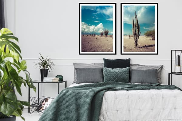 BILLEDPOSTERE I RAMME 53x73cm Diptych Sæt med 2 billeder Kaktus Boho P2150